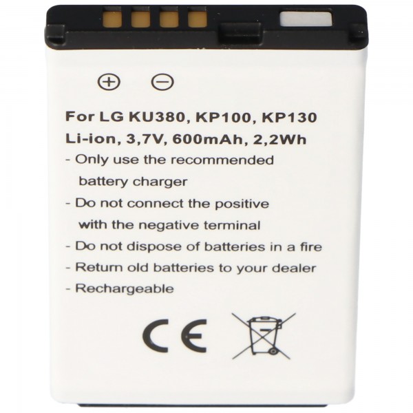 Batterij geschikt voor LG KU380, KP100, LGIP-430A, 0093301