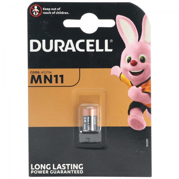 Duracell MN11 alkaline batterij 6 volt, afmetingen 16 x 10 mm