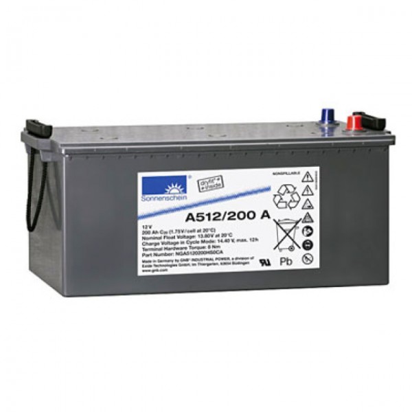 Exide Sonnenschein Dryfit A512 / 200A loodbatterij met A-pool 12V, 200000mAh