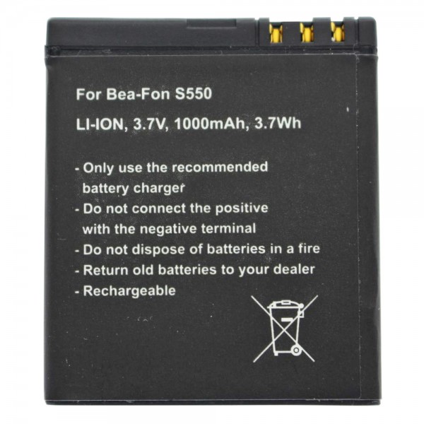 Batterij geschikt voor Bea-Fon SL550, lithium-ionbatterij 3,7 volt 1000 mAh