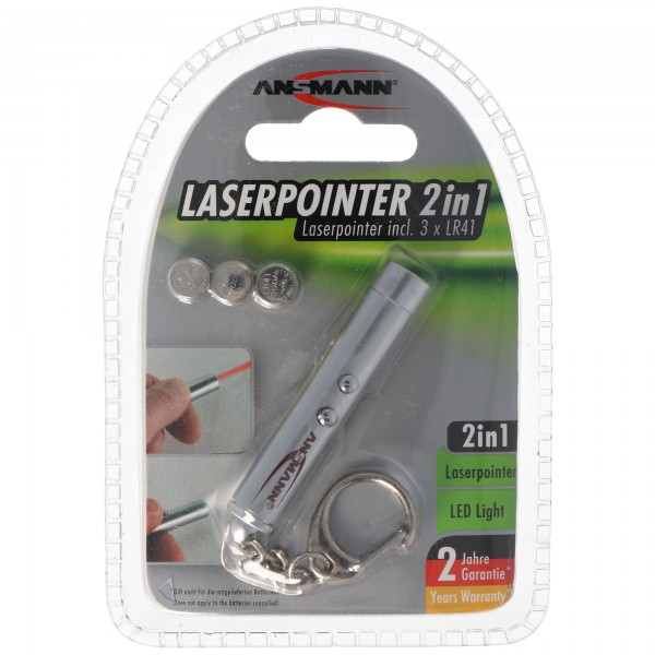 Ansmann laser pointer 2in1 inclusief 3 LR41 knoopcellen