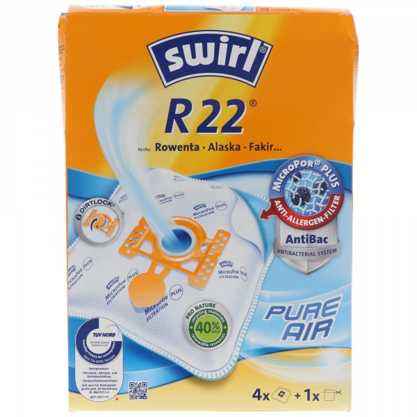 Swirl stofzuigerzak R22 (F89 / Y103) MicroPor Plus voor Rowenta, Alaska en Fakir stofzuigers