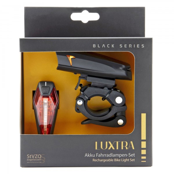 LED fietslamp Luxtra max. 30 Lux, met batterij en USB-oplaadkabel, IPX5 waterdicht