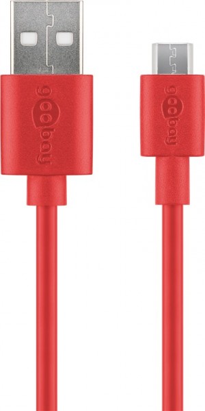 Goobay Micro USB-oplaad- en synchronisatiekabel - voor Android-apparaten; rood