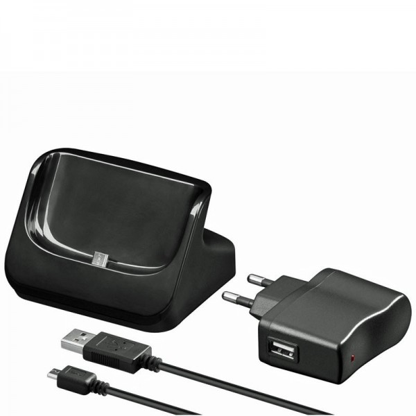 USB docking station zwart geschikt voor Samsung Galaxy S3 mobiele telefoon