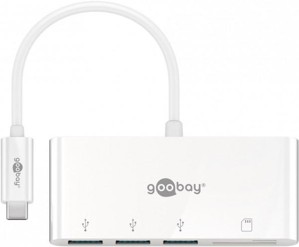 Goobay USB-C™ Multiport Adapter CardReader - breidt een USB-C™-apparaat uit met drie USB 3.0-poorten en een kaartsleuf voor SD/MMC- en Micro SD-kaarten