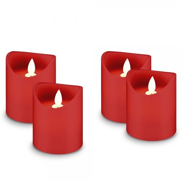 Set van 4 LED echte wax kaarsen in rood, decoratie ideaal voor Advent, Advent krans en Kerstmis