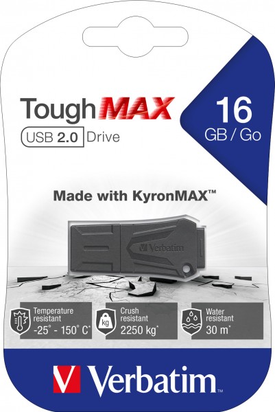Verbatim USB 2.0-stick 16GB, ToughMAX, zwart KyronMAX Thermo Protect, blisterverpakking