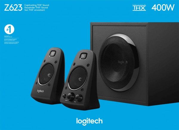 Logitech Speaker Z623, audio, stereo 2.1, 200W subwoofer, THX, zwart, retail
