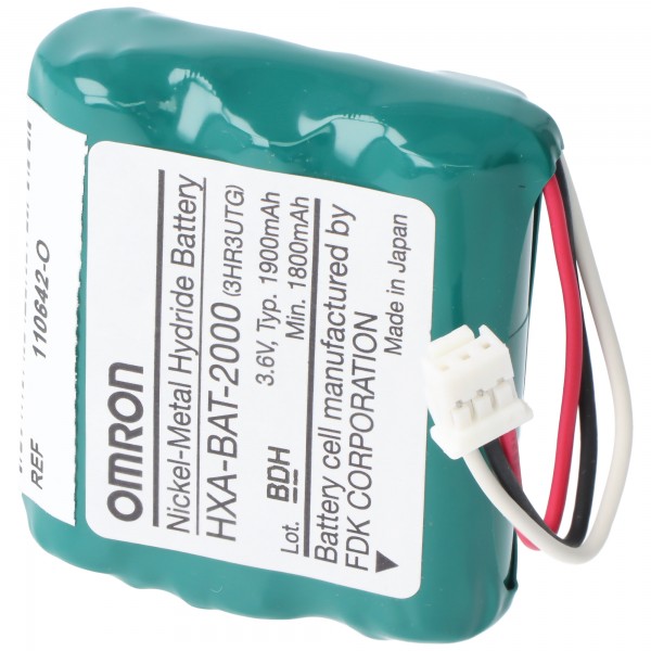 Originele NiMH-batterij geschikt voor Omron Healthcare HBP-1300 HPM-1300 bloeddrukmeter type HXA-BAT2000 9065797-O 3,6 volt 1,9 Ah