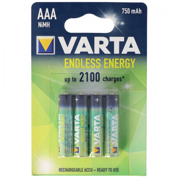 Varta Endless Ready to Use Micro AAA batterij NiMH 750mAh 1.2 Volt 4 stuks