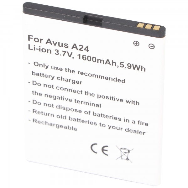 Batterij geschikt voor de Avus 24, A24 batterij A24 / B018, 3,7 volt 1600mAh