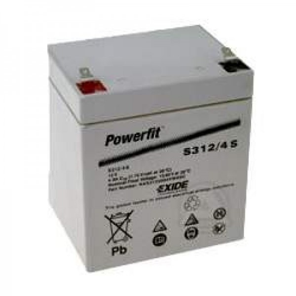 Exide Powerfit S312 / 4S loodbatterij, aansluiting 4,8 mm
