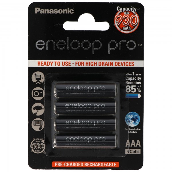 Panasonic eneloop Pro Micro AAA LR03 BK-4HCCE / 4BE en AccuCell AkkuBox AAA