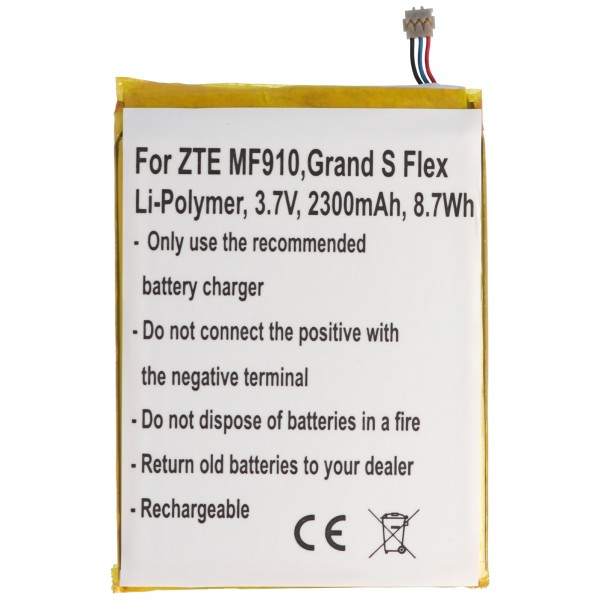 Batterij geschikt voor ZTE MF910 batterij Li3823T43P3h715345, ZTE Grand S Flex, MF910, MF910 4G LTE