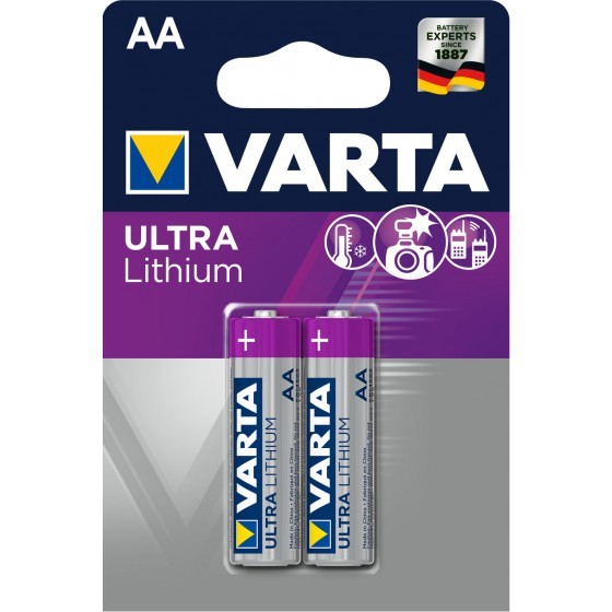 Varta lithiumbatterij AA, Mignon, 6106, Varta Ultra Lithium, 1.5V, blisterverpakking van 2