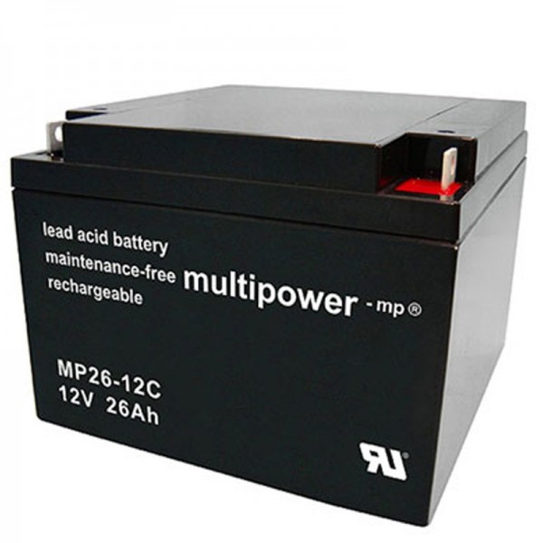 Multipower MP26-12C accukabel PB 12Volt 26Ah Cyclus, cyclusbestendig