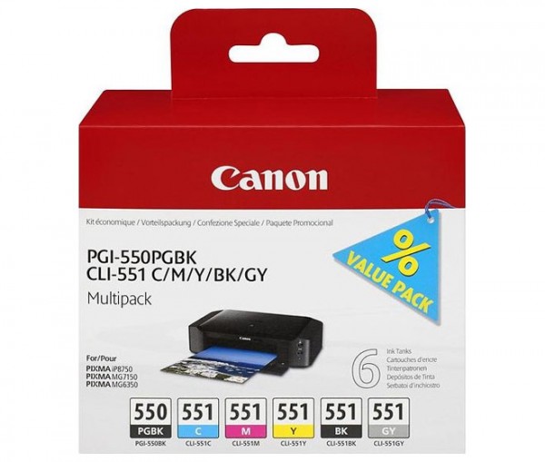 Canon-inktmultipack PGI-550PGBK/CLI-551BK/551C/551M/551Y/551GY