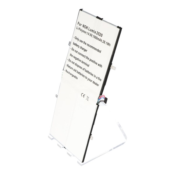 Accu geschikt voor Nokia Lumia 2520, Li-Polymer, 14.8V, 1900mAh, 28.1Wh, ingebouwd, zonder gereedschap - nieuwe connector
