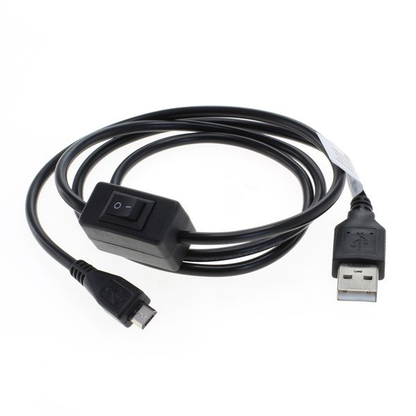 AccuCell oplaadkabel Micro-USB 2.5A met geïntegreerde schakelaar 1,0m - zwart