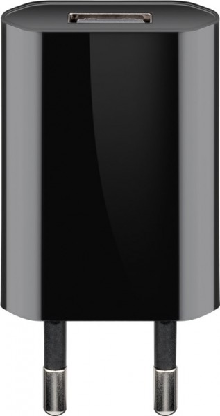 Goobay USB-oplader (5W) zwart - compacte USB-voeding met 1xUSB-aansluiting
