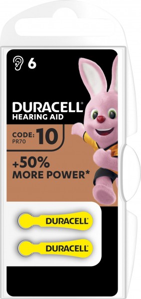 Duracell Batterij Zink Air, 10, 1,4 V Easy Tab, retailblister (6-pack)