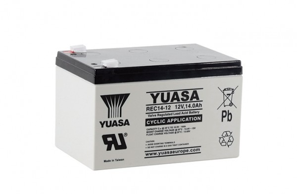 Yuasa REC14-12 12V 14Ah Yuasa Cyclic VRLA accu, lage zelfontlading, geoptimaliseerd voor cyclische toepassingen