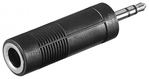 Goobay koptelefoonadapter, AUX-jackplug 3,5 mm naar 6,35 mm - 1x 3,5 mm jackplug (3-pins, stereo) > 1x 6,35 mm jackplug-bus (3-pins, stereo)