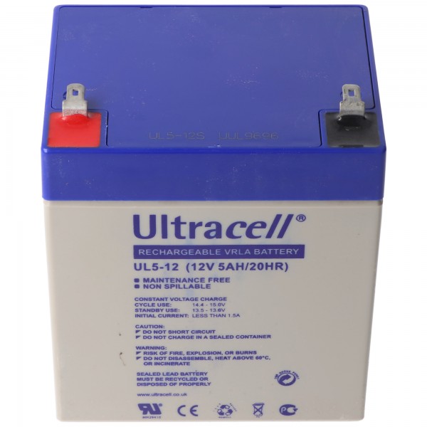 Ultracell UL5-12 12V 5Ah loodaccu AGM loodgelaccu