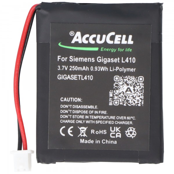 Batterij geschikt voor Siemens Gigaset L410 batterij S30852-D2240-X1, V30145-K1310-X448, 3,7 volt 250 mAh