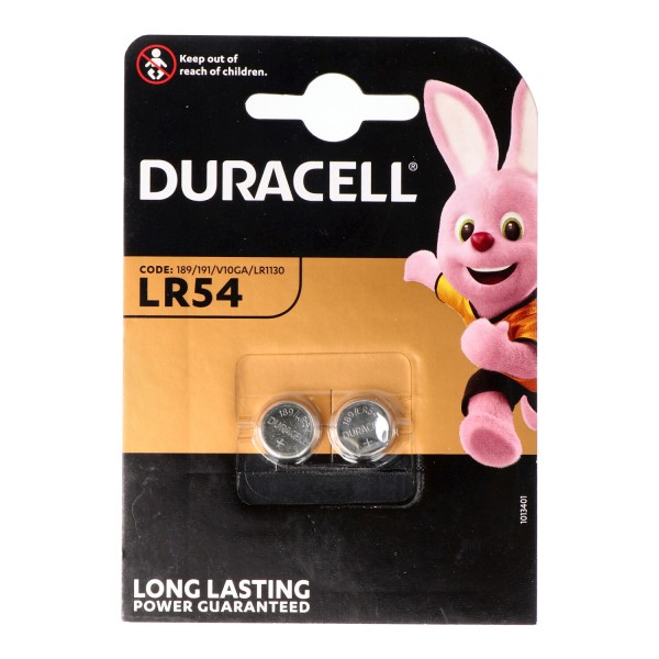 Duracell knoopcel LR54, AG10, LR54, LR1130, 189, RW89, dubbele blister