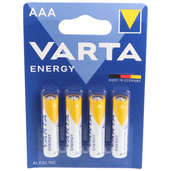 Varta Energy Alkaline Batterij, Micro, AAA, LR03, 1.5V Pak van 4