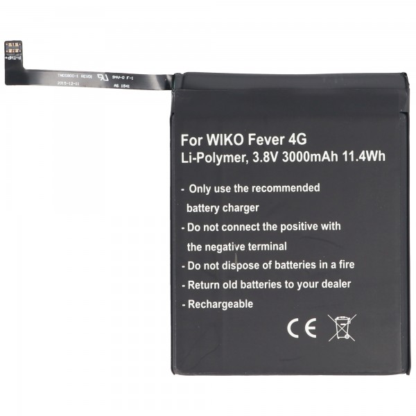 Accu geschikt voor de Wiko Fever, FEVER 4G batterij TLP15J15