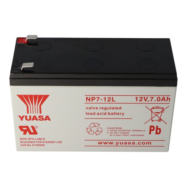 YUASA NP7-12L accukabel PB 12 volt 7000 mAh met 6,3 mm contacten
