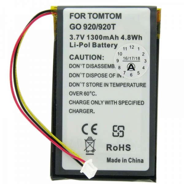 Batterij geschikt voor TomTom Go920, Go920T, AHL03713100