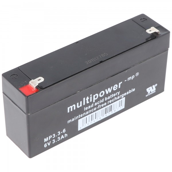 Multipower loodzuuraccu MP3.3-6 met Faston-contact 4,8 mm