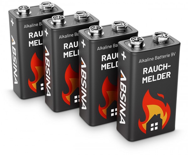 4-pack alkaline 9V 6LR61 blokbatterijen ideaal voor rookmelders, rookmelders, meetapparatuur, speelgoed en andere