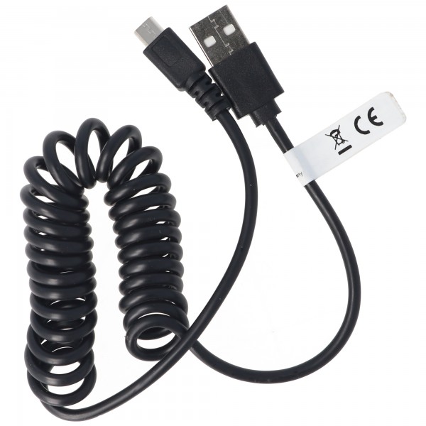 micro-USB-spiraalverbindingskabel USB-A mannelijk naar micro-USB mannelijk