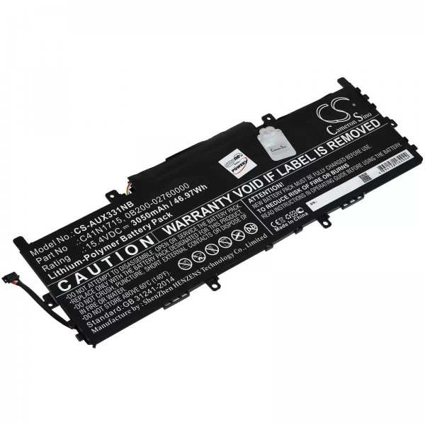 Accu geschikt voor laptop Asus Zenbook UX331FN-EG023R, UX331UAL-EG050T, accutype C41N1715 - 15,4V - 3050 mAh
