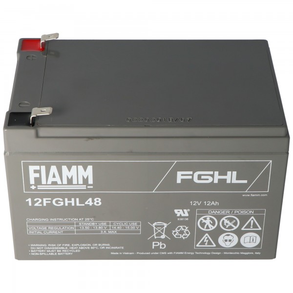 Fiamm 12FGHL48 lood PB-batterij 12 volt 12000 mAh met Faston-contacten van 6,3 mm