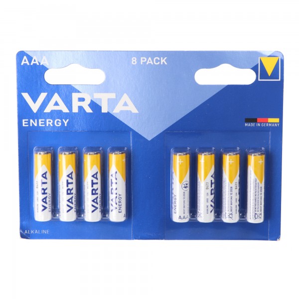 Varta Energy Alkaline Batterij, Micro, AAA, LR03, 1.5V Pak van 8