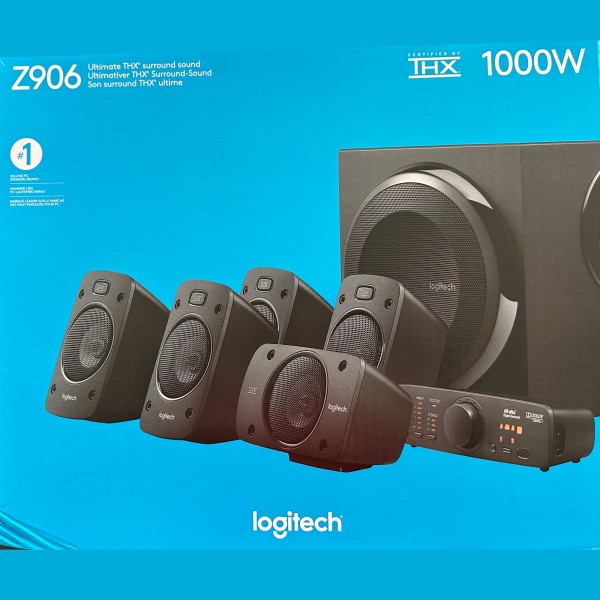 Logitech Speaker Z906, audio, surround 5.1, 500W subwoofer, THX-DD-DTS, zwart, detailhandel