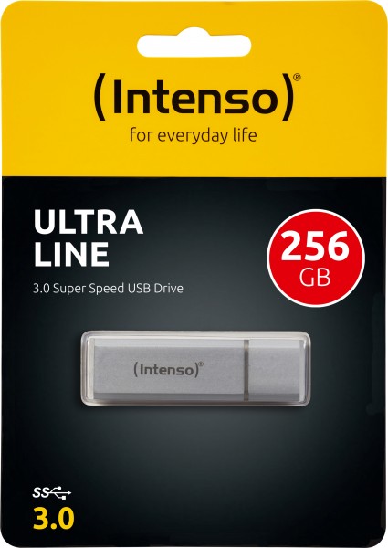 Intenso USB 3.0 Stick 256GB, Ultra Line, zilver type A, (R) 70MB/s, blisterverpakking