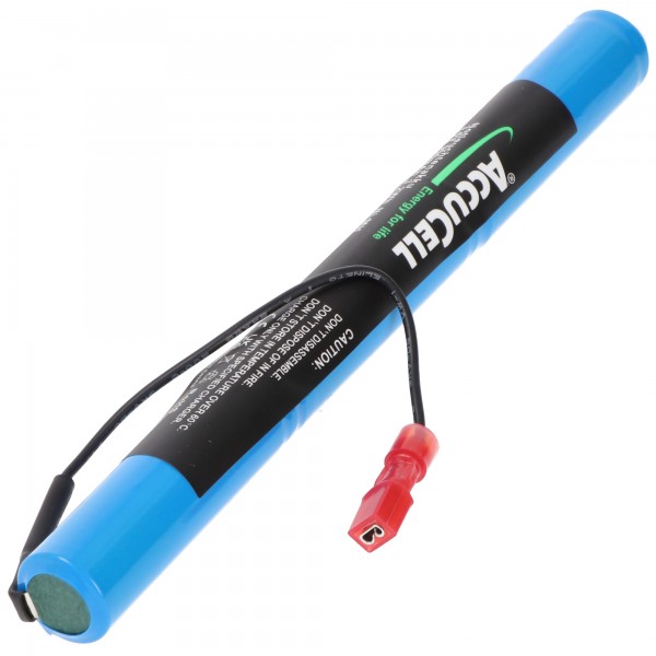 Batterij voor noodlicht NiCd 3.6V 860mAh L1x3 Mignon AA met Faston-stekker 2,8 mm + paal en 110 mm kabel en Faston-contact 2,8 mm paal vervangt Onelux AA09