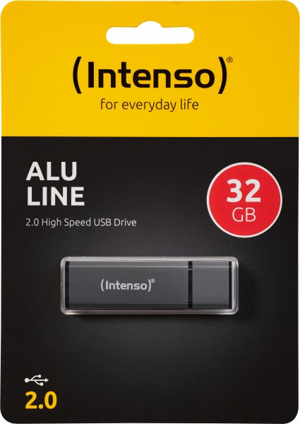 Intenso USB 2.0 Stick 32GB, Alu Line, antraciet (R) 28MB/s, (W) 6.5MB/s, blisterverpakking