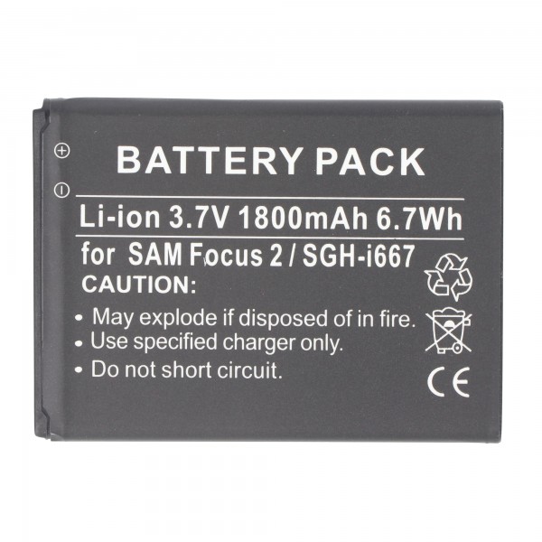 Samsung SGH-I667, Focus 2, EB494865VA vervangende batterij van AccuCell