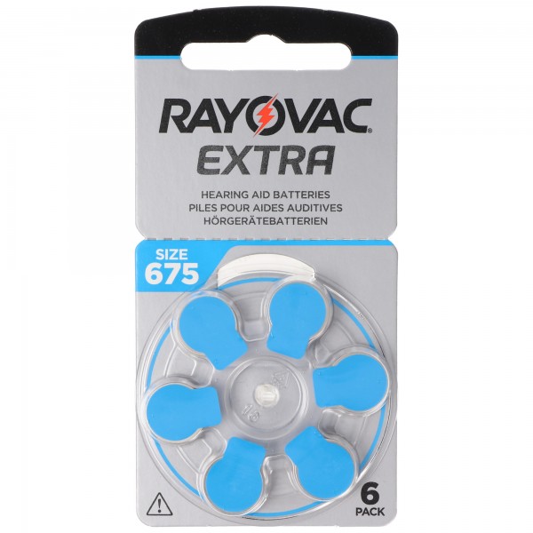 Rayovac Batterij Zink Lucht, 675, 1.4V Extra Advanced, Retail Blister (6-Pack)