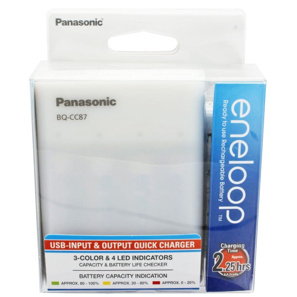 Panasonic eneloop BQ-CC87 USB Smart Charge-oplader incl. 4x Eneloop Mignon AA en AccuCell AkkuBox AAA / AA