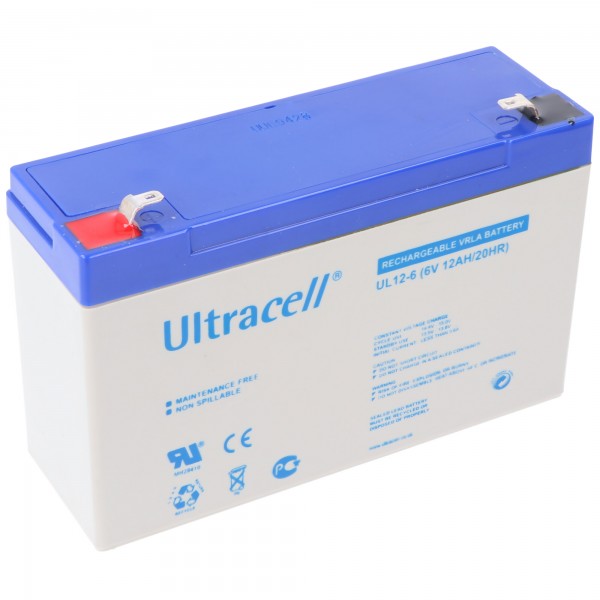 Ultracell UL12-6 6V 12Ah loodaccu AGM loodgelaccu