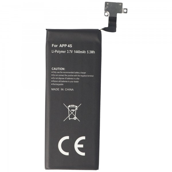 AccuCell-batterij geschikt voor Apple iPhone 4S-batterij, 616-0579, GB-S10-423282-0100, 1440mAh
